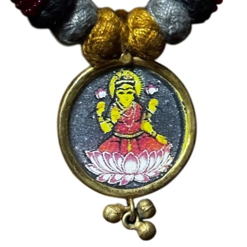 Indian Goddess Laxmi Necklace Gold‎ Tone Ethnic Tribal Jewelry